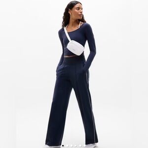 Athleta Venice High Rise Track Stripe Wide Leg Pant